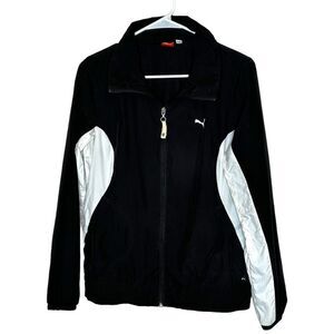 Puma black & white wind jacket zip up size medium